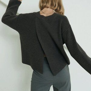 WConcept wool-blended charcoal back slit sweater